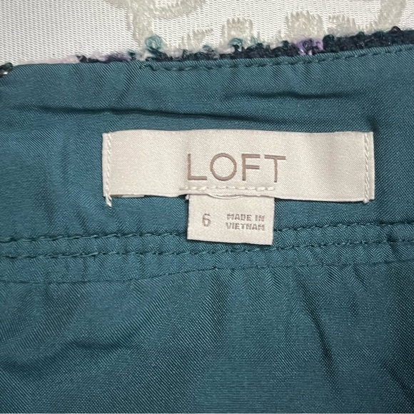 Loft Tweed Plaid 18” Mini Skirt In Emerald Green Lilac & Pink Size 6 - Picture 4 of 7